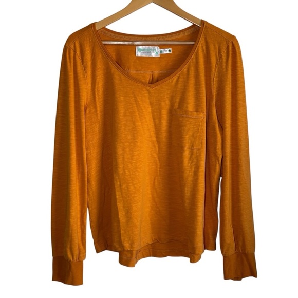 Aventura Womens Top Large Long Sleeve Mustard Organic Cotton Granola Coastal - Picture 1 of 8